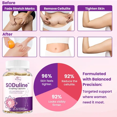 Miniatura 5 de Suplemento anticelulítico, cápsulas escultoras SODuline™ con SOD de melón francés y perlas de fito, reduce la celulitis, removedor de celulitis