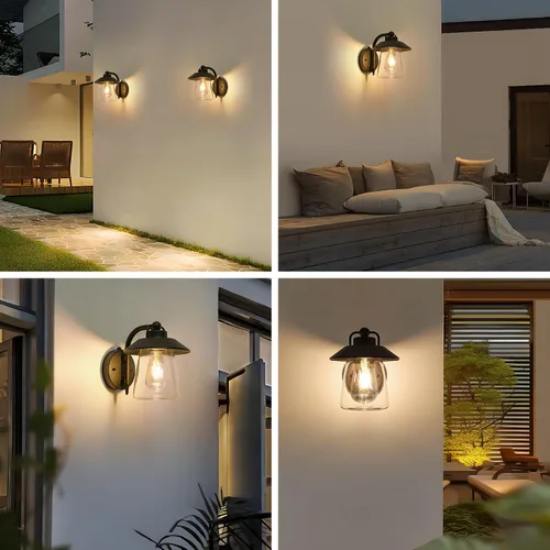 Miniatura 7 de LUTEC Lámpara de pared interior y exterior de atardecer a amanecer, aplique de pared estilo granja, lámpara de pared con acabado negro mate