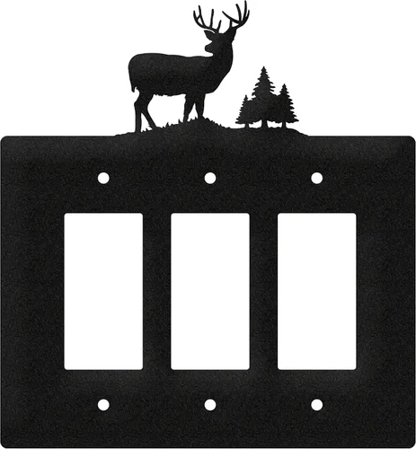 Miniatura 8 de SWEN Products Deer Wildlife - Cubierta para placa de pared (interruptor doble, negro)