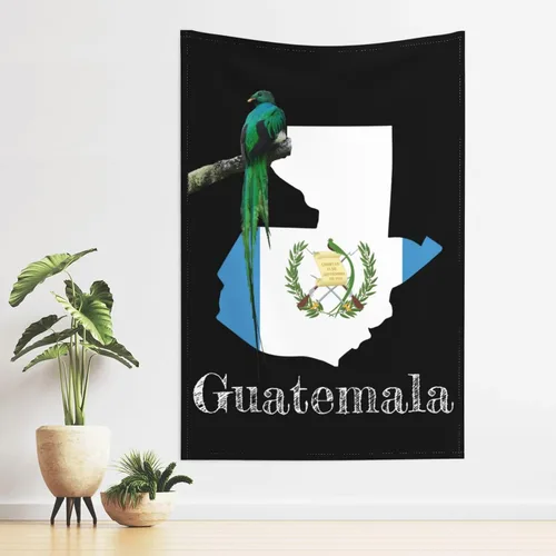 Miniatura 3 de Tapiz de Quetzal de pájaro con bandera guatemalteca de mapa de Guatemala, 60 x 40 pulgadas, divertido tapiz estético, arte de pared para dormitorio