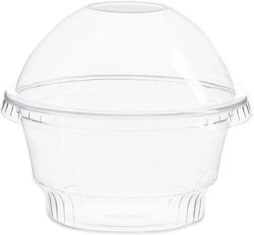 Miniatura 7 de Juvale Vasos de plástico con tapas, 5 onzas, transparentes, paquete de 50 unidades, tazas de postre y recipientes de helado con tapas de cúpula