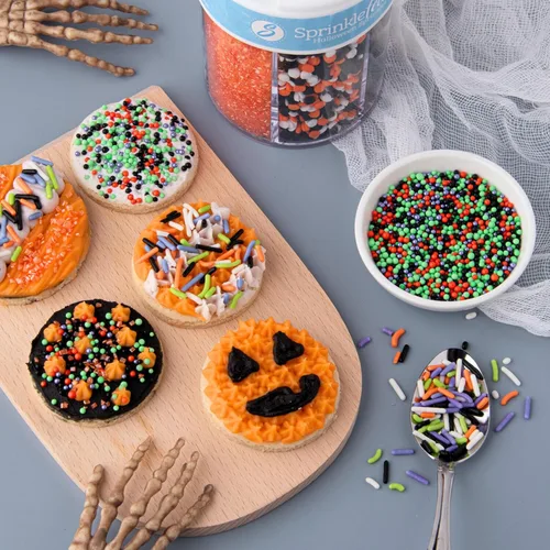 Miniatura 6 de Sweets Indeed Tarro de 6 celdas de Halloween - 6 compartimentos variados para espolvorear Decoraciones comestibles para pasteles para cupcakes