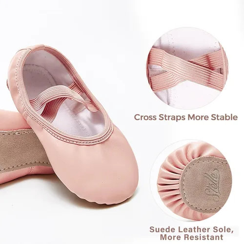 Miniatura 4 de Stelle Zapatos de ballet para niñas, zapatillas de baile de cuero suave, zapatos de bailarina para niños pequeñosniños grandesmujeres