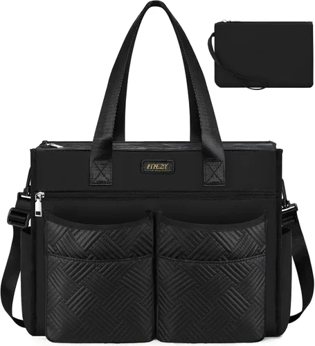 ITIEZY Bolsa de mano para mujer, bolsas de mano para profesores con 1518 bolsillos grandes con cremallera para el trabajo universitario