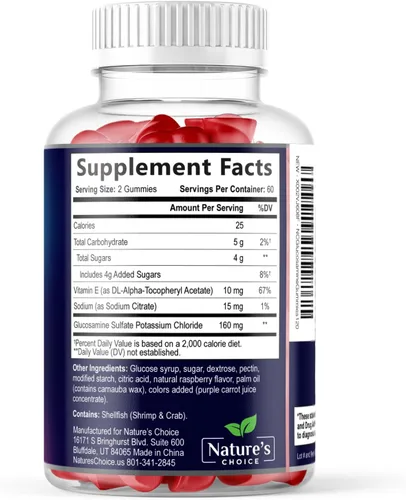 Miniatura 9 de Gomitas de apoyo articular – Suplemento de goma de glucosamina extra fuerte con vitamina E – Apoyo natural para la salud y flexibilidad