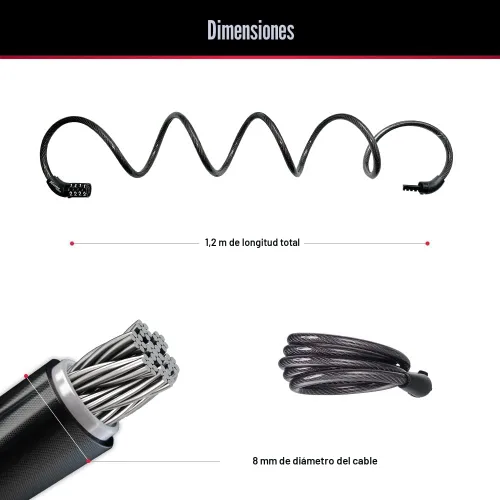 Miniatura 7 de Master Lock Cable de bloqueo de bicicleta con combinación Negro, 8143D