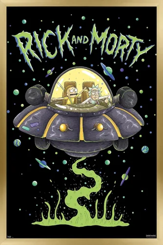 Miniatura 20 de Trends International Rick And Morty - Póster de pared de barco, 14.725 x 22.375 pulgadas, versión enmarcada de madera de granero