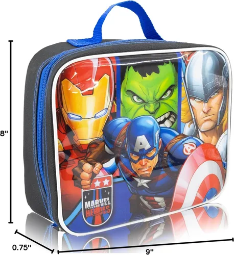 Miniatura 6 de Fast Forward Marvel Avengers - Lonchera para niños, lonchera aislada para niños, niñas, unisex, niños pequeños, lonchera reutilizable negra