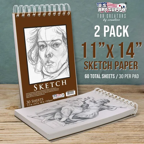 Miniatura 2 de U.S. Art Supply Cuaderno de bocetos de papel pesado de 5.5 x 8.5 pulgadas, encuadernado en espiral: 90 libras (5.64 oz/m²), bloc de dibujo de 30
