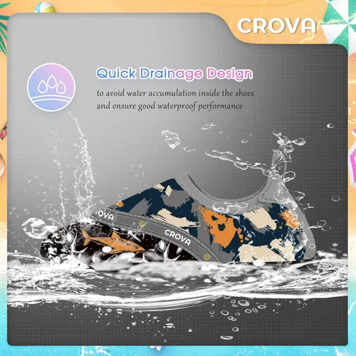 Miniatura 6 de CROVA Zapatos de agua para niños, calcetines acuáticos de secado rápido, antideslizantes, zapatos deportivos para niños y niñas pequeños