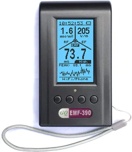 Medidor EMF, avanzado GQ EMF-390, medidor de radiación electromagnética multicampo 3 en 1, medidor EMF ELF RF, medidor inteligente de torre celular