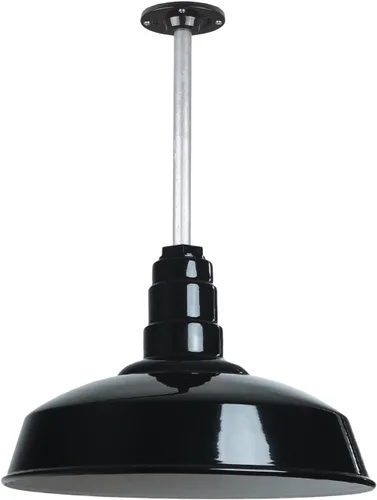 Miniatura 28 de Steel Lighting Co. Carson Barn Light Colgante montado en el techo Cúpula de 16 pulgadas Cable negro Luz de acero de estilo industrial