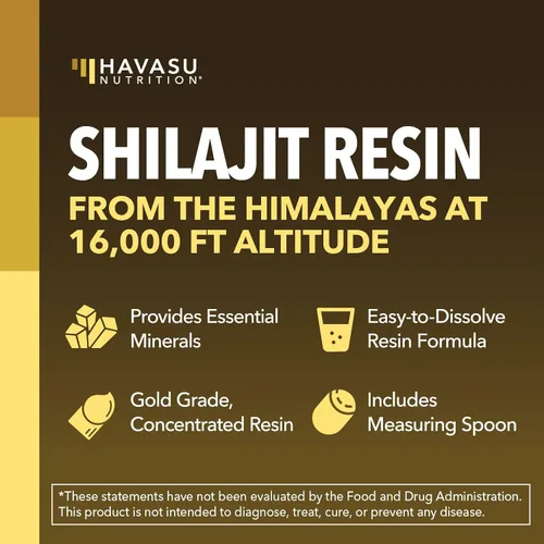 Miniatura 4 de Resina Shilajit del Himalaya con ácido fúlvico, ácido húmico y más de 80 oligominerales – 500 mg de Shilajit de grado dorado para hombres y mujeres