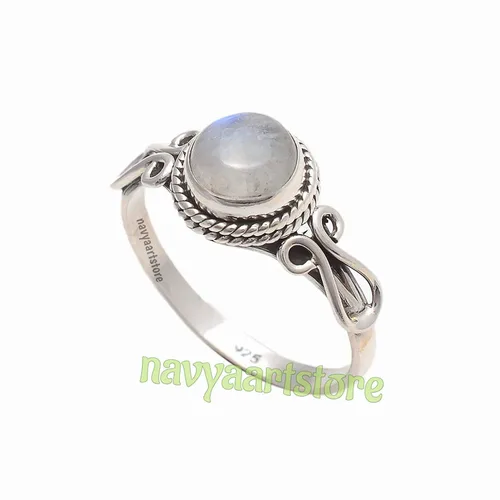 Miniatura 8 de Rose Quartz Stone Ring, Handmade 925 Sterling Silver Rings for Women Girls, Natural Gemstone Ring US size 12 Solitaire Ring, Pink Round Stone Ring