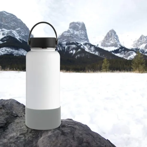 Miniatura 6 de Funda protectora de silicona para botellas de agua Hydroflask de 12 oz - 40 oz con parte inferior antideslizante Stanley Sleeve Cover Bumper Gris