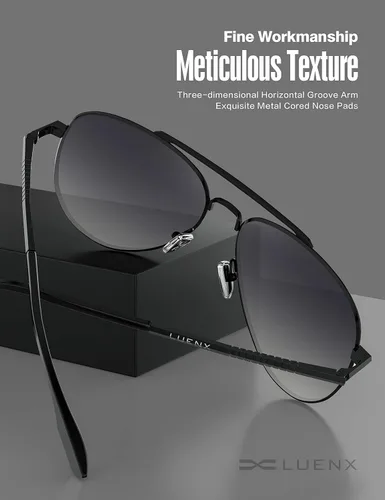Miniatura 48 de LUENX, Aviator - Gafas de sol polarizadas, para hombres y mujeres, protección UV 400, con funda 60MM