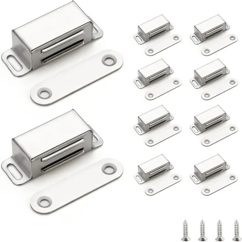Miniatura 21 de Ravinte - Paquete de 8 cierres magnéticos para puerta en negro, imanes de gabinete negro mate, cierre magnético fuerte para gabinetes de cocina
