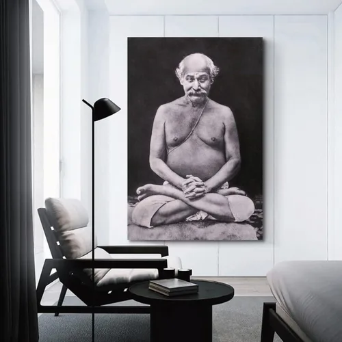 Miniatura 3 de Lahiri Mahasaya - Lienzo moderno para pared, para sala de estar, dormitorio, baño, oficina, decoración del hogar, 24 x 36 pulgadas (23.6 x 35.4 in)