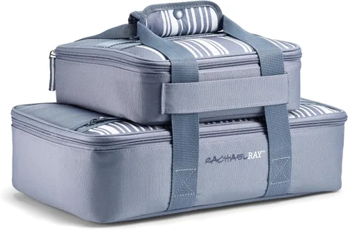 Miniatura 9 de Rachael Ray Lugger Duo, Porta cacerolas aislado para alimentos calientes o fríos, bolsa térmica de lasaña para comida de bolsillo, fiestas, pícnic