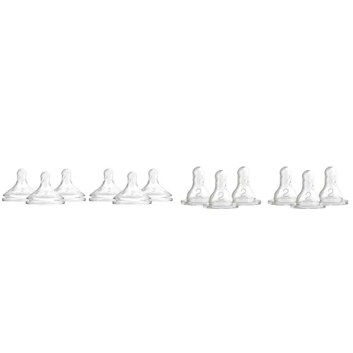 Dr. Brown's Natural Flow Level 2 - Pezón de silicona para biberón de cuello ancho, flujo medio, 9.8 ft+ y nivel de flujo natural 2 Boquilla estrecha