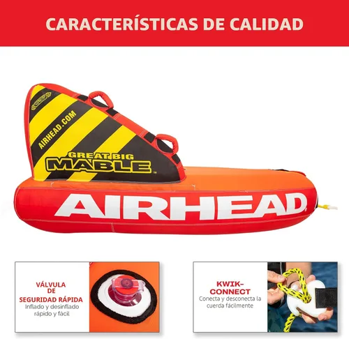 Miniatura 4 de Airhead Mable Towable Tube for Boating, 1-4 Rider Inflatable Boat Tube for Water Tubing, Heavy Duty Full Nylon Cover, EVA Foam Pads, Dual Tow Point