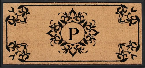 Miniatura 53 de A1HC - Tapete de puerta con monograma de fibra de coco natural para puerta delantera, 24 x 48, felpudo duradero tratado anti-desprendimiento