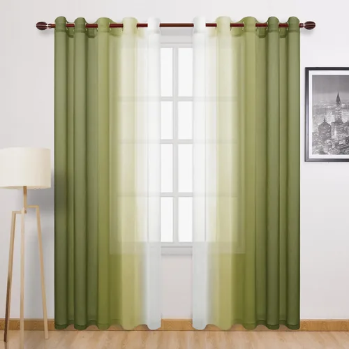 Miniatura 110 de DWCN Cortinas Transparentes de Lino Sintético Negro Degradado Ombré - Cortinas Semi Transparentes de Gasa con Ojales en la Parte Superior