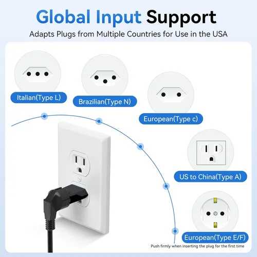 Miniatura 4 de Unidapt Adaptador de enchufe de viaje de EE. UU., Canadá y México, adaptador de enchufe europeo a estadounidense, adaptadores de salida universales