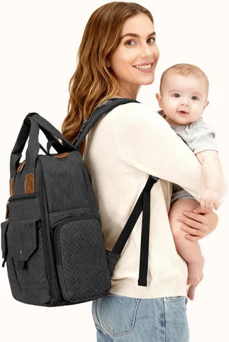Miniatura 9 de JSTPRO Mochila para pañales – Bolsa de pañales grande con cambiador portátil como regalo de baby shower, bolsa de viaje unisex ligera e impermeable