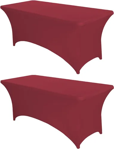 Miniatura 8 de PTC21B - Juego de 6 manteles elásticos de 6 pies, color negro, rectangular, ajustable, lavable, de elastano, para fiestas, bodas, cócteles