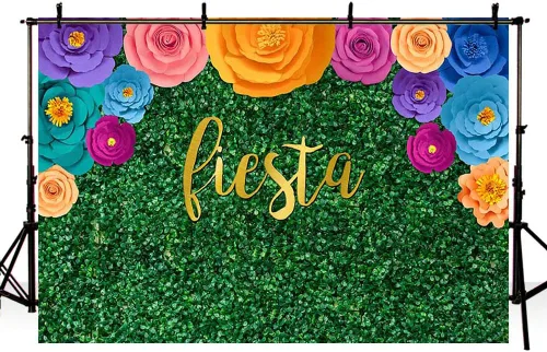 Miniatura 4 de Sendy Fondo mexicano de 7 x 5 pies, fondo de fiesta de Encanto para fiesta de cumpleaños, pancarta de vegetación mexicana, decoración de festivales