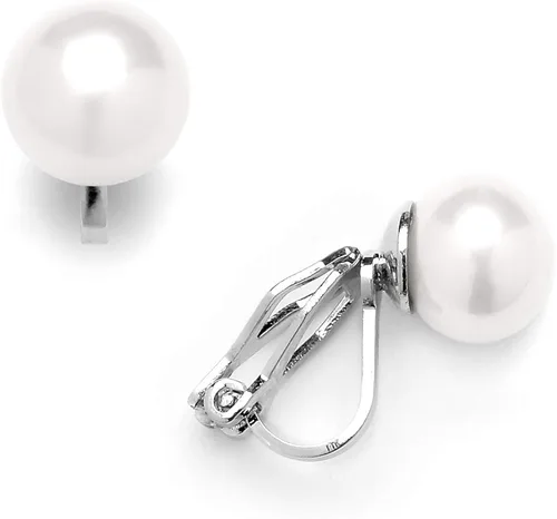 Miniatura 5 de Mariell Pendientes de perlas blancas de agua dulce para mujer, pendientes de perlas semiredondos de 0.354in sin perforar