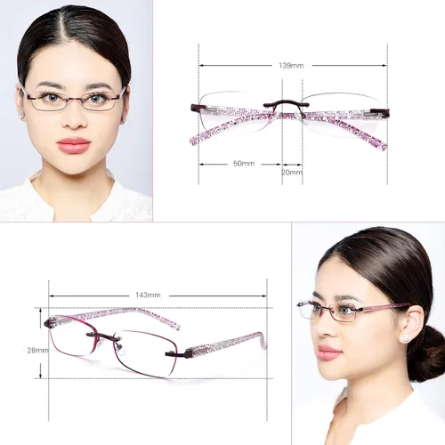 Miniatura 2 de Paquete de 3 lentes de lectura sin montura para mujer, lectores ligeros de bisagra de resorte, anteojos artísticos clásicos y elegantes con UV 400