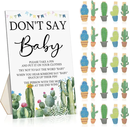 Miniatura 10 de Unittype 51 Piezas No Digas Bebé Juego de Baby Shower Regalos Incluye Letrero de Baby Shower Tema Abeja y 50 Mini Pinzas de Ropa de Abeja para Niños