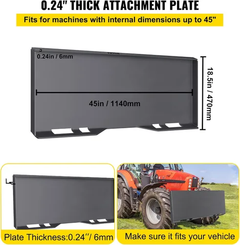 Miniatura 3 de VEVOR Placa de fijación de dirección deslizante de 1/4 de pulgada, placa de montaje de acero para dirección deslizante, placa de carga de fijación