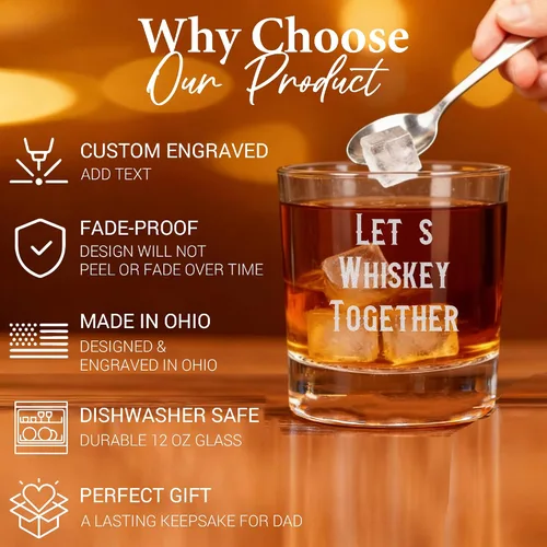 Miniatura 7 de Vaso de whisky personalizado grabado con tu texto personalizado, vaso de bourbon grabado de 12 onzas para cócteles, regalo personalizado para Gafas