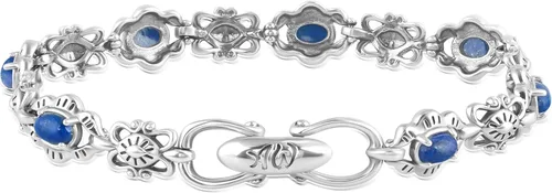 Miniatura 13 de American West Jewelry Pulsera de plata de ley con piedras preciosas de eslabones de concha, tallas pequeñas a grandes