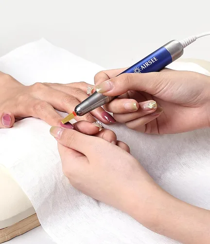 Miniatura 7 de AIRSEE Broca de carburo de tungsteno 5 en 1 para uñas acrílicas, lima eléctrica Efile, punta de cabeza para manicura, pulido rápido, quitar gel, Oro