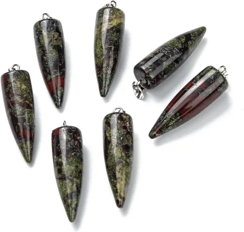 Miniatura 9 de Colgantes de piedras preciosas naturales en forma de bala, hallazgos de latón de platino, colgantes de chakras puntiagudos, encanto de piedra
