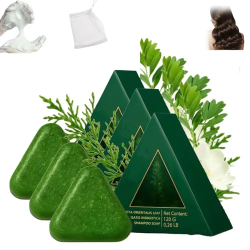Miniatura 9 de Nature Triangle - Barra de champú sólido de hoja de ciprés natural, hierba de usman hierba, natural de siete hierbas verdes para el cuidado del 1