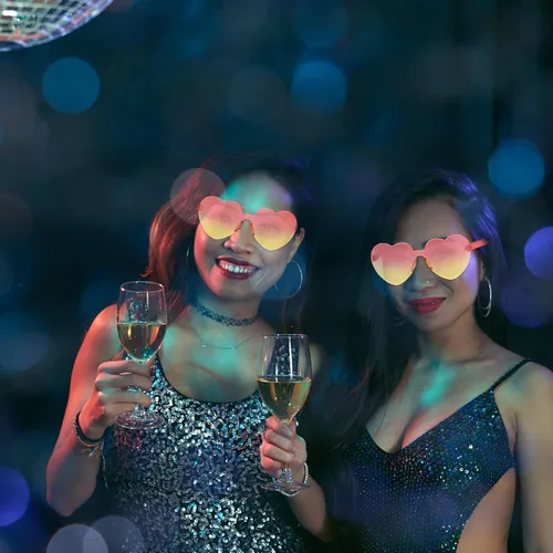 Miniatura 7 de Maxdot - Lentes de sol transparentes sin marco con forma de corazón para fiestas