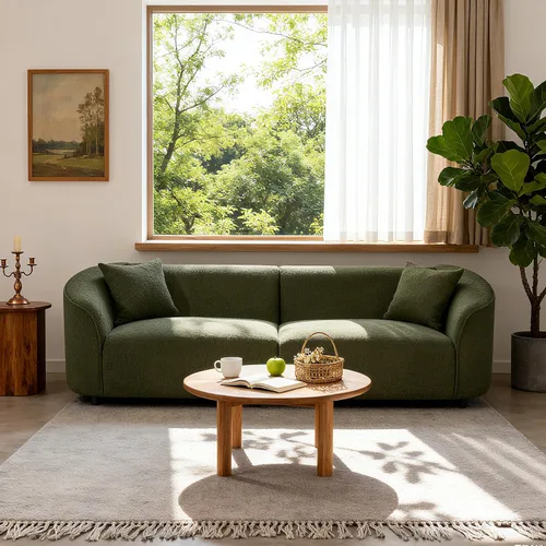 Miniatura 10 de Sofá de asiento profundo moderno de 3 plazas con patas de madera de abedul, sofá de cuero de 80.25 pulgadas, sofá tapizado suave para sala de estar