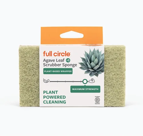 Miniatura 9 de Full Circle Esponja de limpieza resistente, hoja de agave robusta y celulosa sin plástico, esponja de platos de doble cara para hierro fundido