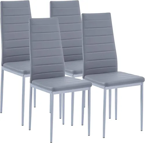 Miniatura 8 de Juego de 4 sillas de comedor, sillas de cocina, sillas laterales sin brazos para sala de estar, juego de 4 con marco de metal y patas (negro)