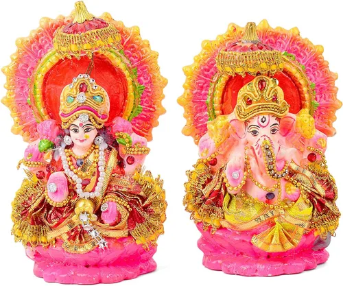 Craftsman (5.5-6 pulgadas, 1 pieza de Laxmi Ganesha - Ídolo de arcilla brillante hecho a mano, perfecto para decoración del hogar y regalo