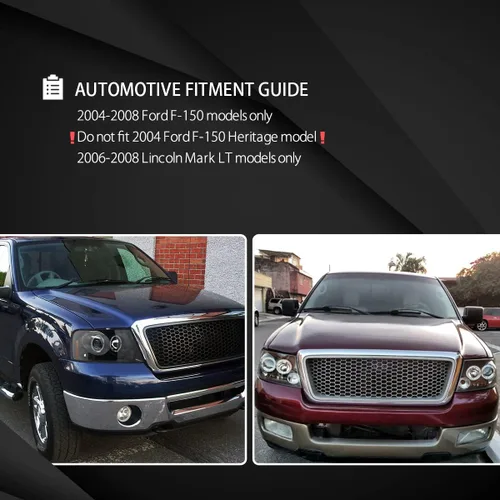 Miniatura 5 de Autozensation Compatible con Ford F-150 2009-2014, conjunto de faros delanteros izquierdo y derecho, faros delanteros Halo LED negro brillante