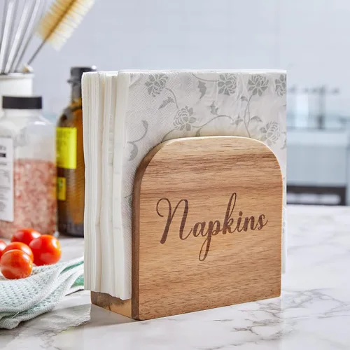 Miniatura 7 de Servilletero para Mesa, ALELION Servilleteros de Madera de Acacia para Cocina, Servilletero para Cocina, Comedor, Decoración de Mesa, Dispensador