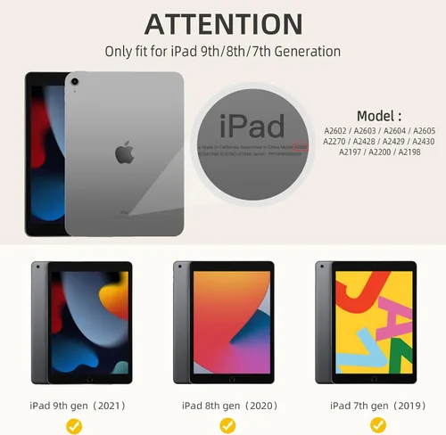Miniatura 3 de Akkerds - Funda Compatible con iPad de 10.2 Pulgadas 2021/2020/2019, para iPad de 9ª/8ª/7ª Generación con Soporte para Lápiz, Funda Protectora