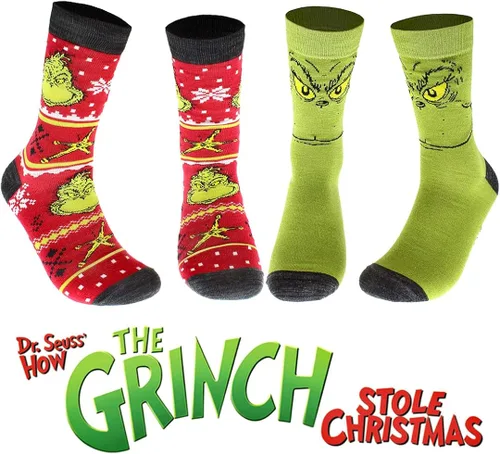 Miniatura 4 de Dr Seuss The Grinch Grinchmas - Calcetines para adultos, 2 pares, Multi