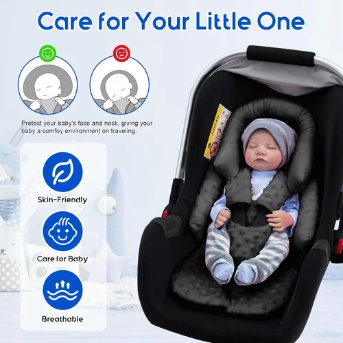 Miniatura 3 de Soporte para la cabeza del asiento de coche para recién nacido con juego de 3 cubiertas para los hombros, inserto reversible 2-en-1 para asiento